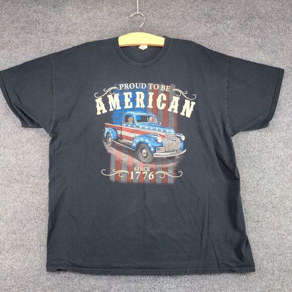 Fruit Of The Loom Men's Proud To Be American Graphic T-Shirt Black 2XL Cotton - Picture 2 of 12